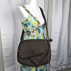 NWOT Travelon AntiTheft Brown Expandable Organizer Messenger Bag RFID Crossbody